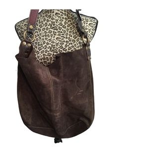 Lucky Brand Vintage Large Brown Suede Handbag